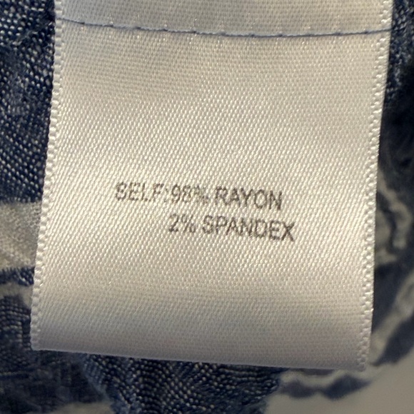 Jane + Delancey Blue Stripe Short Sleeve Button Down Shirt Coastal Gauze Top L - Picture 9 of 10